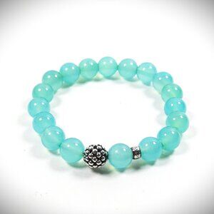 LAGOS Caviar Sterling Silver Blue Chalcedony Beaded Stretch Bracelet